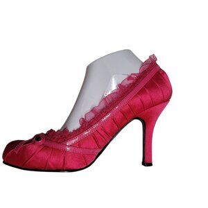 Pulse Hot Pink Ruffled Heel Bow Flirty Coquette